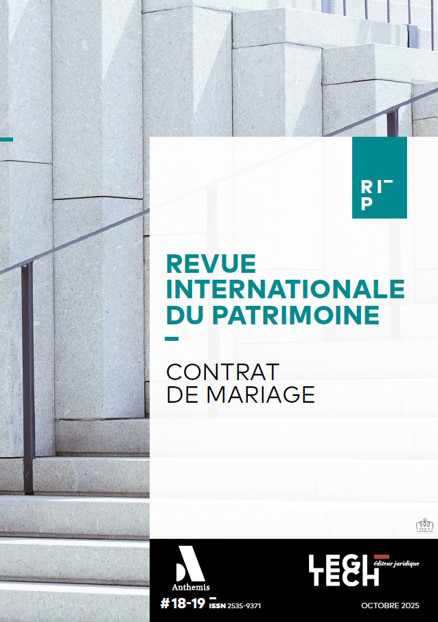 Numéro 18-19 - Revue internationale du patrimoine - contrat de mariage
