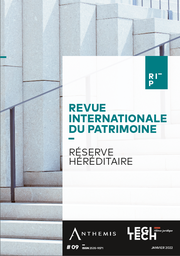 [RIP#9] Réserve Héréditaire - Revue Internationale du Patrimoine